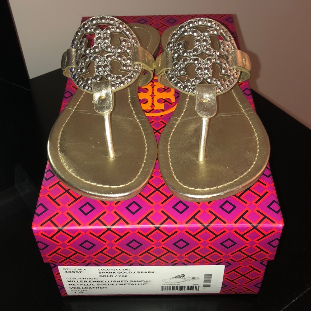 Tory Burch Miller Embellished Sandal. Size 7.5
